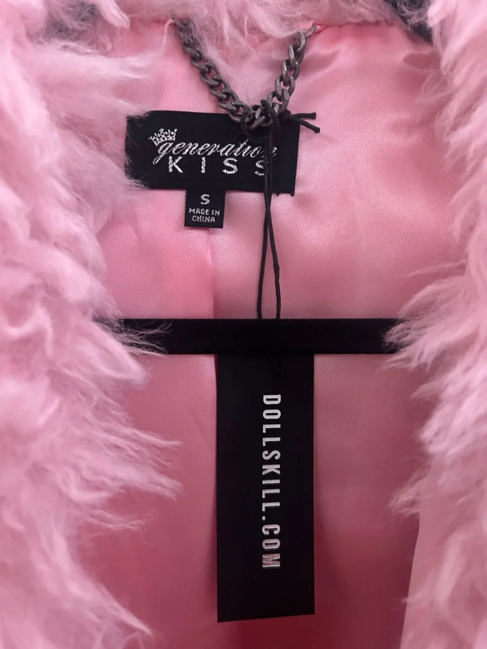 Dolls Kill Covet Moto Faux Fur Trim Jacket - Pink (Small) - Picture 5 of 7